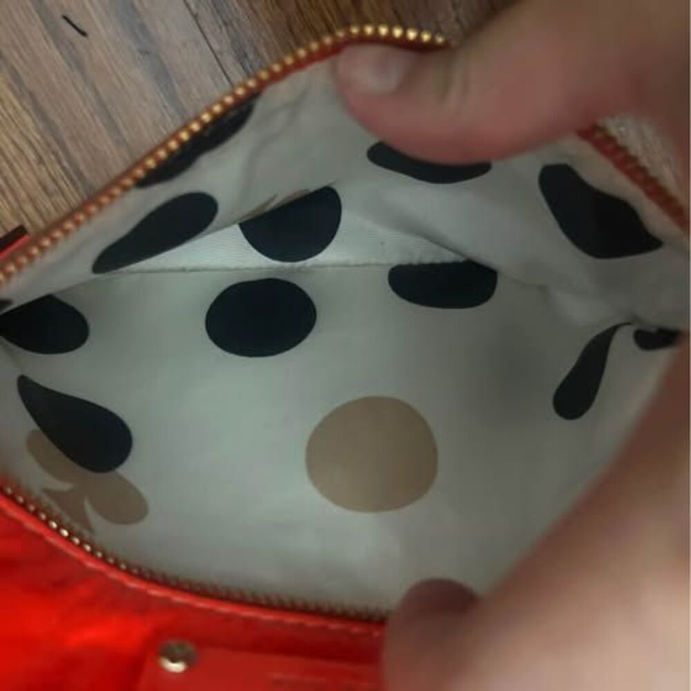 Kate Spade Tenley Flicker Patent Leather Crossbody Bag Neon Coral Orange - Picture 6 of 8